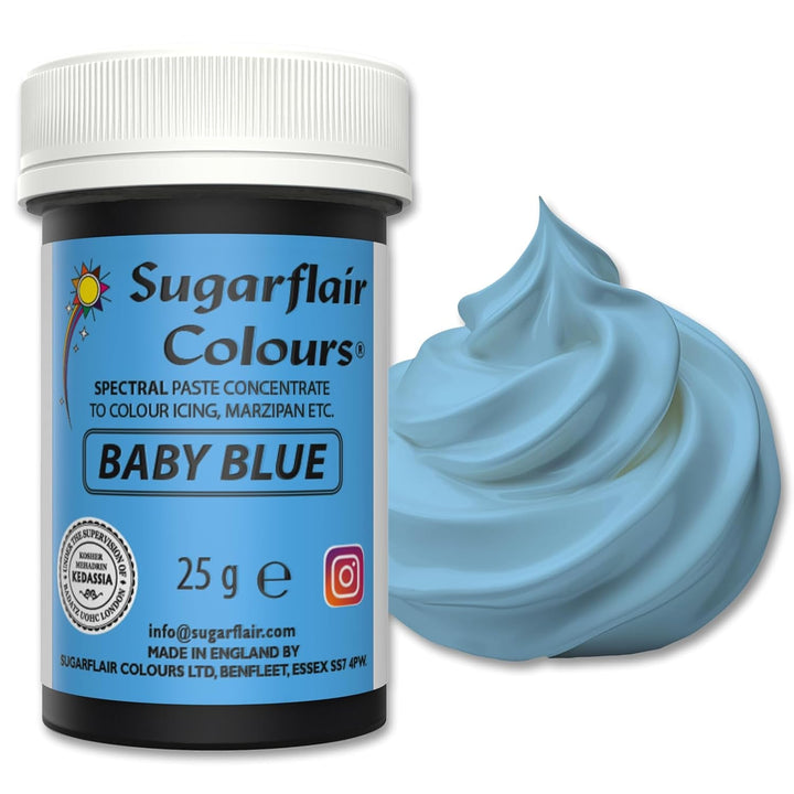 Sugarflair Spectral Eucalyptus Lebensmittelfarbe Paste, Hochkonzentrierte Lebensmittelfarbe Für Buttercreme, Zuckerpaste, Royal Icing, Kuchenmischungen Und Mehr! Lebensmittelfarbstoff - 25G Coloranti Alimentari Naty Shop Baby Blue