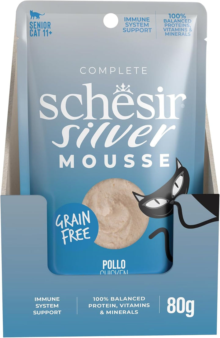 Title: Silver, Mâncare umedă completă cu aromă de pui din mousse pentru pisici mai în vârstă (12 X 80 G)