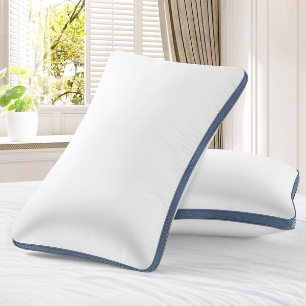 Pernă Maxzzz, pernă de lux, calitate hotelieră, pernă moale pentru dormit cu o parte din plasă respirabilă, pernă de pat elastică, pernă de susținere, umplutură din microfibră alternativă cu puf (dimensiune standard), 2 bucăți Perne standard Naty Shop Gri închis