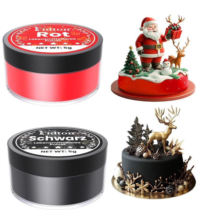 Set 2 coloranti alimentari, pulbere, rosu si negru, 5 grame fiecare Coloranti Alimentari Naty Shop