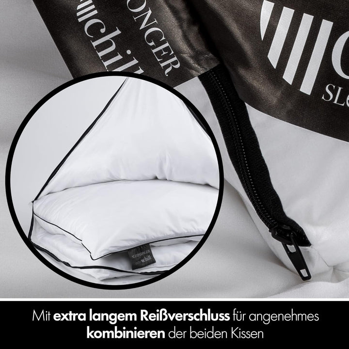 Pernă 80X80 Cm - design 2 în 1 - pernă în pernă - pernă de dormit mare respirabilă și lavabilă și 100% vegană - 2 perne 3 opțiuni - pernă cu umplutură 600G & 1200G Perne standard Naty Shop