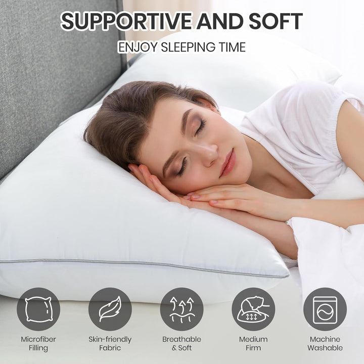 Pernă Bedstory, hipoalergenică, pernă de pat pentru hotel, țesătură perlată, pernă de dormit de lux pentru cei care dorm pe spate, pe burtă sau lateral (48 X 74 Cm), 2 bucăți Perne standard Naty Shop