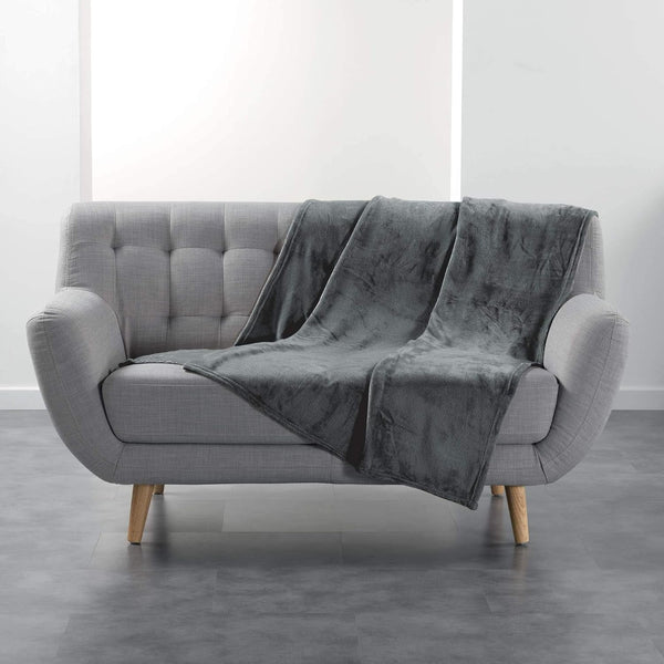 Douceur D'Intérieur Flanou Plaid, Poliester, Gri, 125 X 150 Cm Plapumi si pilote Naty Shop Gri