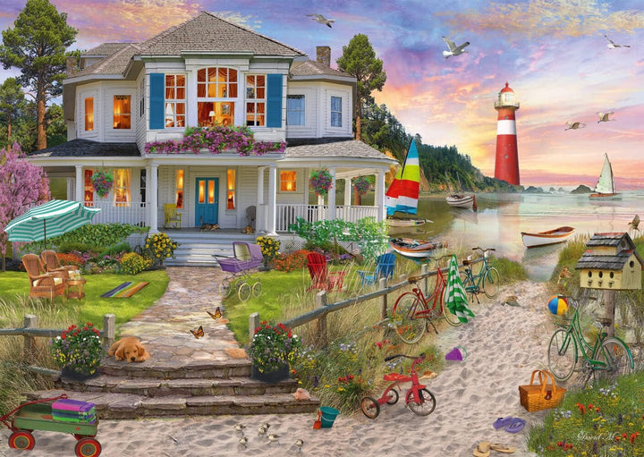 Schmidt Spiele Casa de pe plajă, puzzle jigsaw 1.000 piese Puzzle Naty Shop