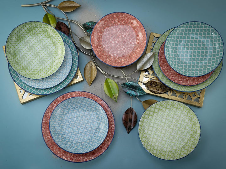 Creatable, 10689, Serie Mediterran, 12-Teiliges Geschirrset, Teller Set Aus Steinzeug, Spülmaschinen- Und Mikrowellengeeignet, Qualitätsproduktion Seturi vesela masa Naty Shop