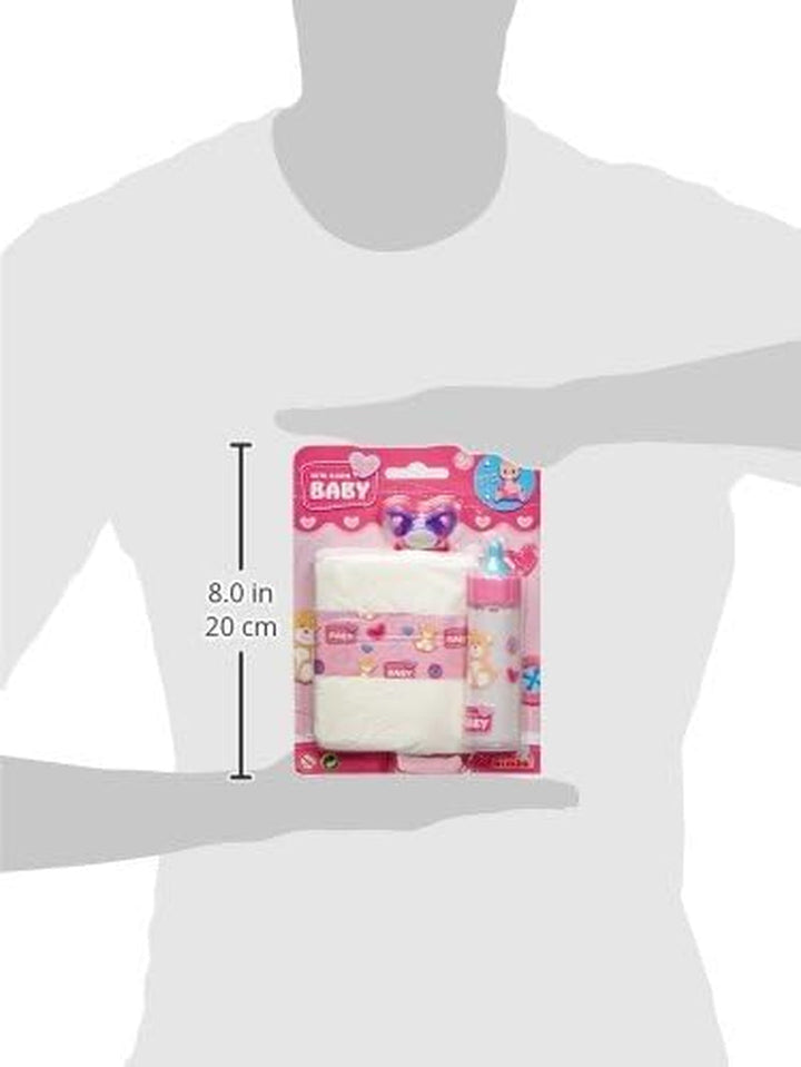 Simba 105562487 - New Born Baby First Nursing Set, manechin, scutec și sticlă de lapte cu conținut care dispare, pentru păpuși de 38-43cm Papusi Naty Shop