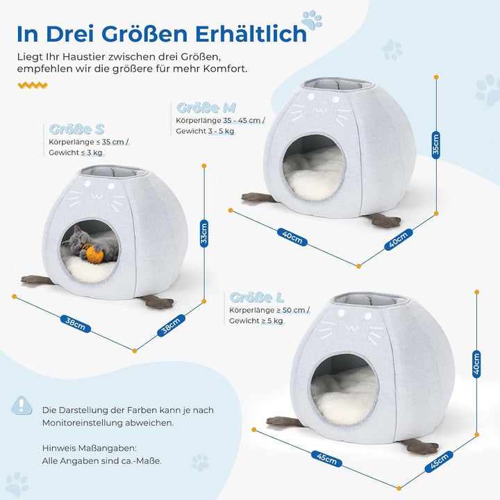 Pat pentru pisici, peșteră pliabilă pentru pisici, 40 x 40 x 35 cm (L x l x Î) căsuță pentru pisici de interior cu pernă detașabilă din sherpa, pat pentru pisici, cort pentru pisici de casă, albastru