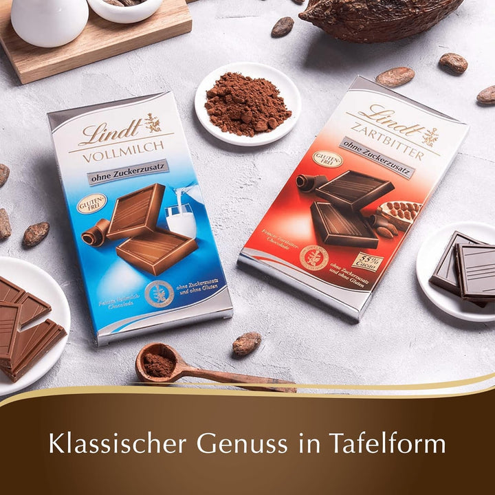 Ciocolata Lindt cu lapte integral fara zahar adaugat și fără gluten, 100 grame Bomboane de Ciocolata Naty Shop