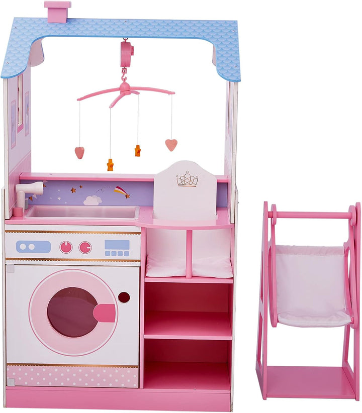 Olivia'S Little World Teamson Kids 18 Inch Baby Dolls Wooden Dollhouse Double Sided Nursery TD-11460W Casute de papusi Naty Shop