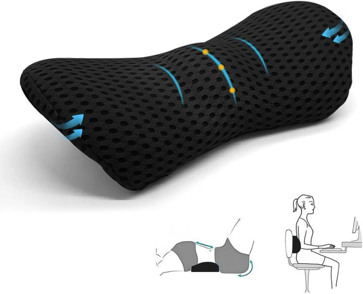 Pernă lombară Ikalula, pernă de sprijin pentru spătar din spumă cu memorie, pernă lombară spate, pernă pentru spătar scaun de birou și mașină, pernă ergonomică de sprijin lombar pentru scaune auto, scaun de birou (gri) Perne lombare Naty Shop Negru