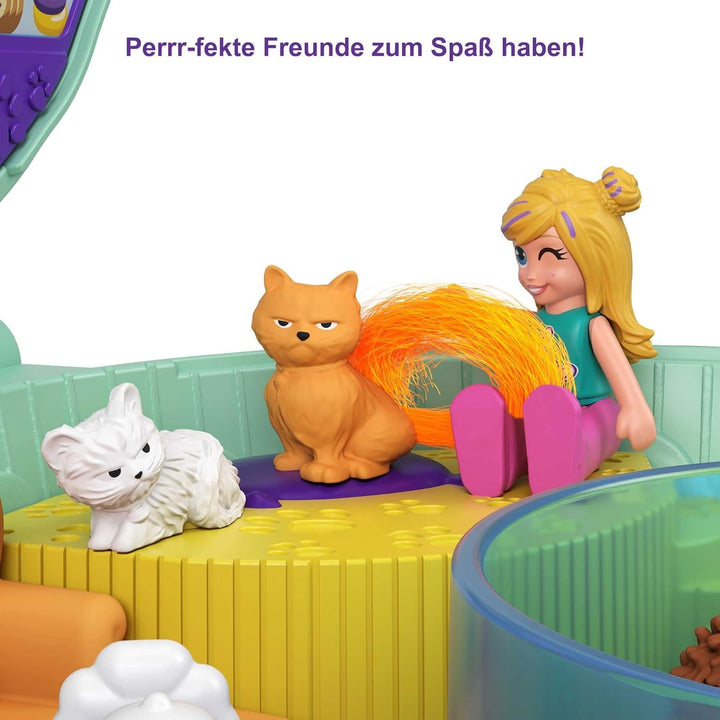 Polly Pocket GTN15 - Cutie de cafea cu arici în design de cafenea și animal de companie, păpușă și prieten mic Polly, 2 figuri de animale, efecte surpriză, cadou de jucărie minunat pentru copii cu vârsta peste 4 ani Papusi Naty Shop