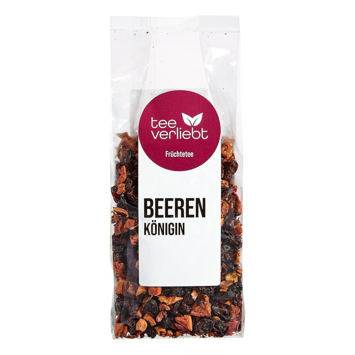 Teeverliebt - Ceai de fructe vrac Beerenkönigin 1000 g I Ceai de fructe vrac I Compoziție delicioasă a amestecului de ceai cu zmeură, căpșuni și mure I Ceai de înaltă calitate vrac 1 kg