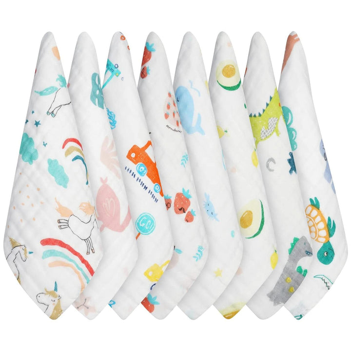 Prosoape de muselină pentru bebeluși, pachet de 8 prosoape din bumbac organic, absorbante, 25 x 25 cm Mama si Copilul Naty Shop