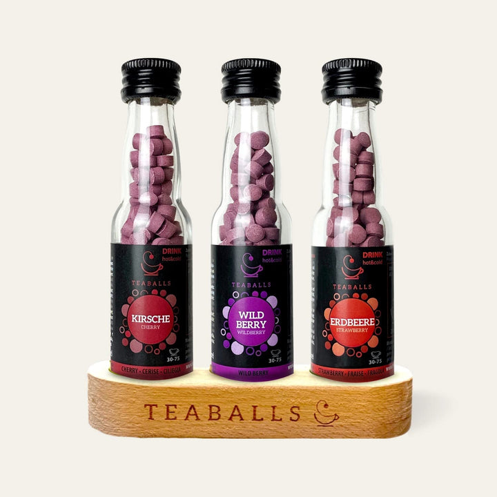 TEABALLS - Set de 3 POWER TEA MIX - ZMEURĂ, ENERGIE, CIREȘE Pentru aproximativ 120 de cești de ceai
