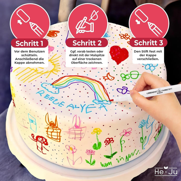 He-Ju Food Pens, set comestibil de 10 carioci alimentare fără E171 Coloranti Alimentari Naty Shop