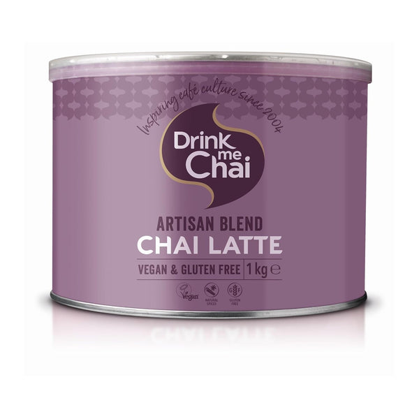 Drink Me Chai Artisan Blend Chai Latte 1 kg (pachet de 1), doar adaugă lapte, pudră vegană și fără gluten pentru chai latte (50 de porții în total)