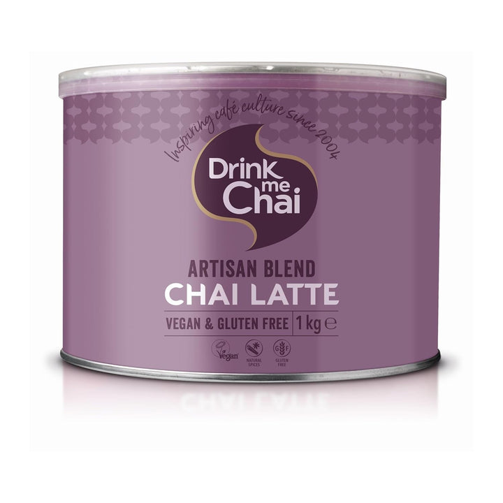 Drink Me Chai Artisan Blend Chai Latte 1 kg (pachet de 1), doar adaugă lapte, pudră vegană și fără gluten pentru chai latte (50 de porții în total)