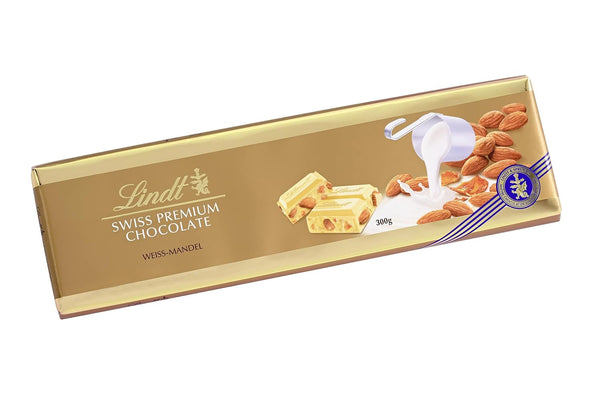 Lindt Ciocolată albă cu migdale, baton de 300 grame Bomboane de Ciocolata Naty Shop Default Title