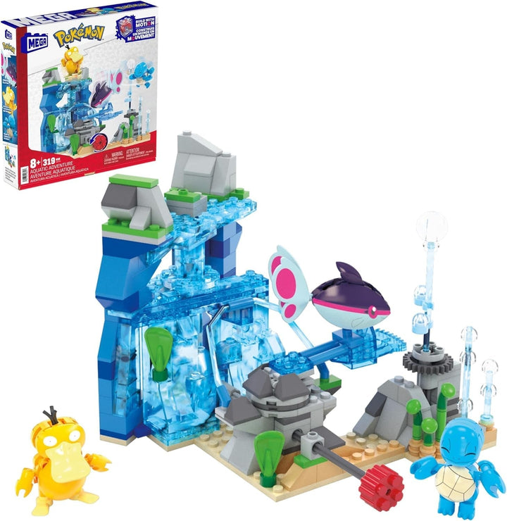 MEGA Pokémon Action Figure Building Toy, Arena de antrenament cu 1101 piese, joc de lupte și 5 figuri mobile pentru copii, HWR82 Action figures Naty Shop Aventura în apă
