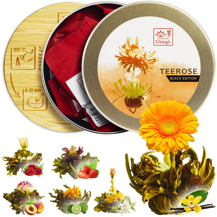 Set cadou cu flori de ceai cu 6 trandafiri de ceai, set de ceai cadou pentru femei | Idei originale de cadouri pentru Crăciun, ziua de naștere sau orice ocazie
