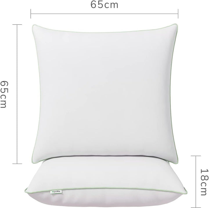 Novilla Pillow 65X65 Set de 2, 2800G (1400Gx2) Pernă reglabilă în înălțime Pernă pătrată de dormit Pernă albă de pat cu zip față de pernă lavabilă Perne standard Naty Shop