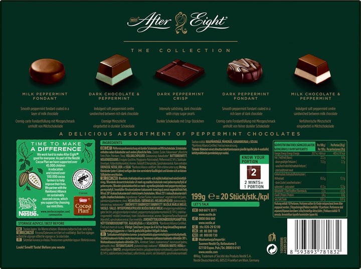Nestlé after EIGHT the Collection, Mix de praline de mentă cu ciocolată neagră și ciocolată cu lapte, 199 grame Bomboane de Ciocolata Naty Shop
