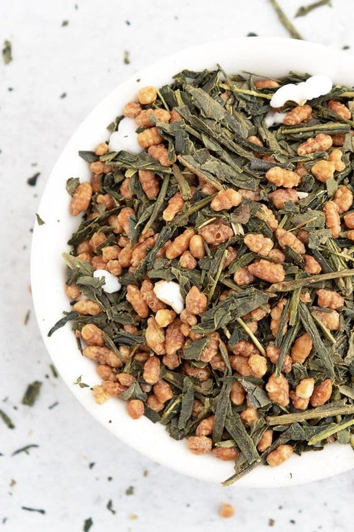 Ceai verde Umami Bio-Genmaicha din culturi japoneze, 100 g – Frunze de ceai cu orez prăjit -