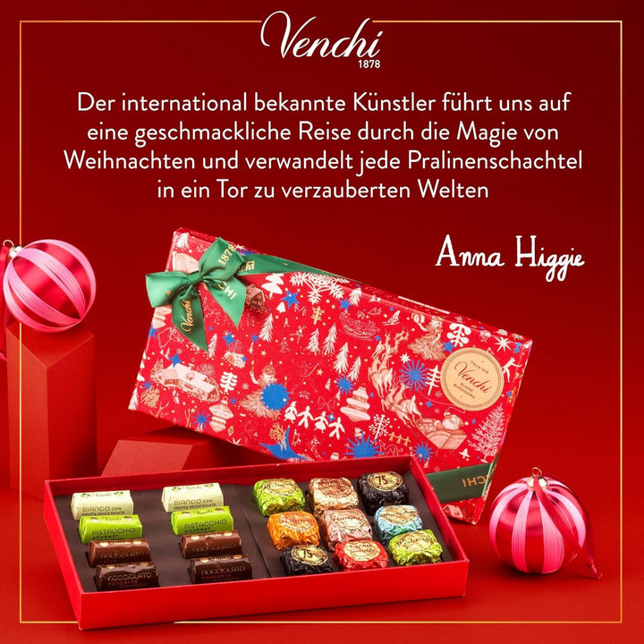 Venchi - Christmas Collection - Cutie cadou cu diverse tablete de ciocolată și ciocolată Chocoviar Bomboane de Ciocolata Naty Shop