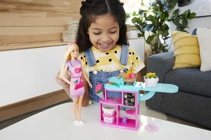 Barbie You Can Be Anything series, Florar, păpușă cu păr blond, lut de modelare pentru flori, accesorii, cadou pentru copii, jucărie de la 3 ani,Gtn58 Papusi Naty Shop