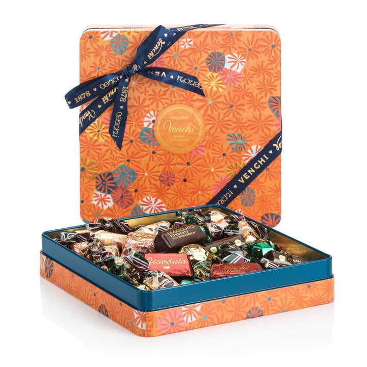 Venchi, Murrine Collection - Cutie cadou maxi de culoare portocalie cu praline de alune asortate, 600 grame Bomboane de Ciocolata Naty Shop Default Title