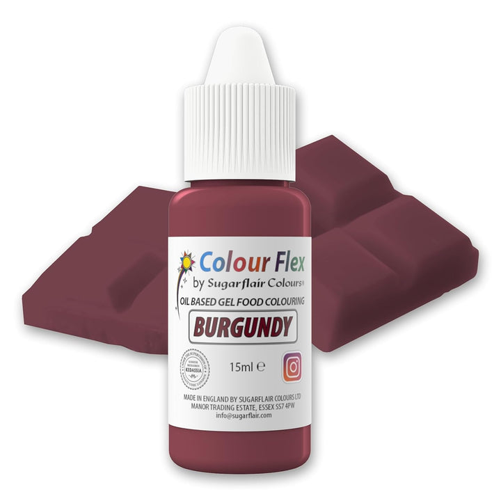 Sugarflair Colourflex Colorant alimentar pe bază de ulei Burgundy, liposolubil, 15 ml Coloranti Alimentari Naty Shop