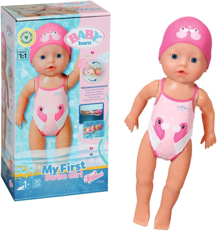 BABY Born My First Swim Girl, păpușă de baie cu vânt, impermeabilă, funcționează fără baterii, păpușă înaltă de 30 cm, 834060 Zapf Creation, roz Papusi Naty Shop Titlu implicit