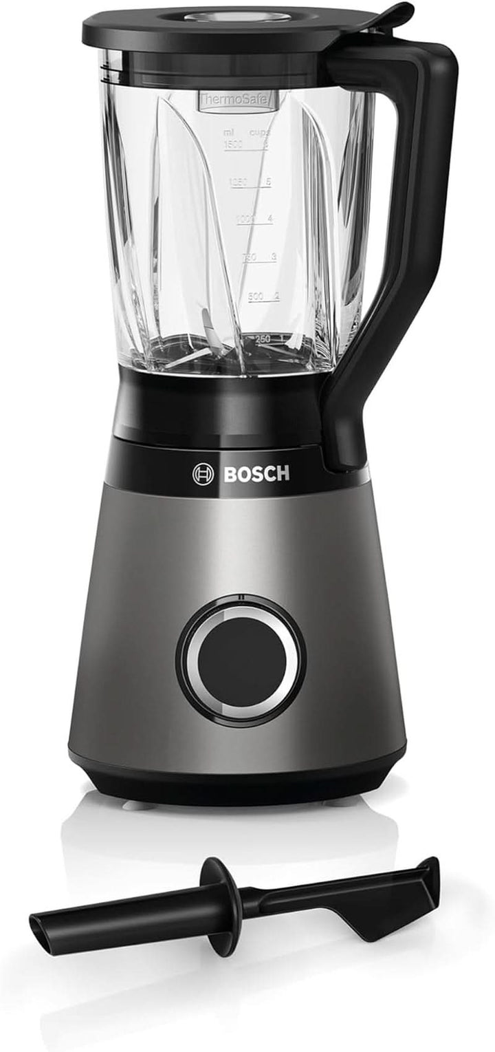 Bosch Standmixer Vitapower Serie 4 MMB6172SN, Verbesserte Version, 10 Jahre Motorgarantie, Edelstahl-Klingen, 1,5L Glasbehälter, Spülmaschinenfeste Teile, 30,000 U/Min, 1200 W, Silber Bucatarie Naty Shop
