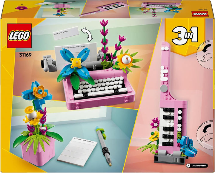 LEGO Creator 3In1 Mașină de scris cu flori - jucărie convertibilă într-un model Keytar sau într-un ghiveci de flori cu blocnotes și stilou - set de construcție - cadou pentru fete și băieți de la 8 ani 31169 Seturi de constructie Besuche den LEGO-Store