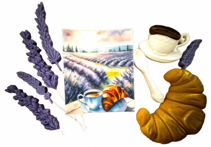 Set 9 decoratiuni comestibile din pasta de zahar, Lavanda Decoratiuni din Pasta de Zahar Nati Shop