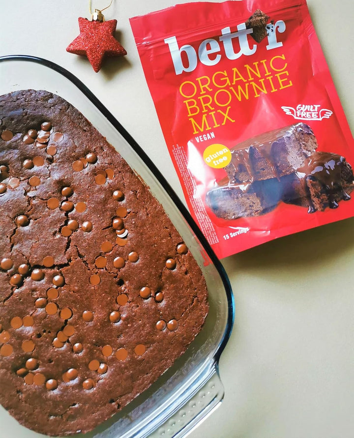 Bettr Organic Brownie Mix - Bio, Vegan Und Glutenfreie Brownies Mit Reichhaltigem Kakaogeschmack - 400 G - 15 Portionen Naty Shop
