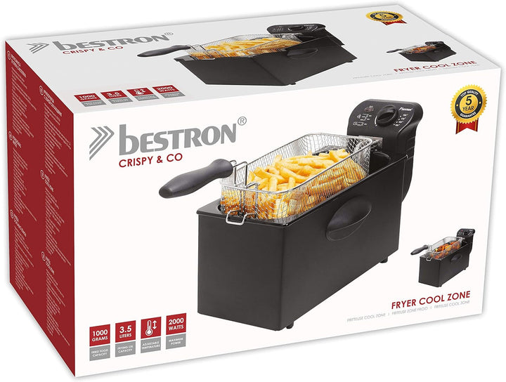Mașină de prăjit cu ulei Bestron cu tehnologie cu zonă rece, 3.5 litri, 2000 watts Electrocasnice Naty Shop