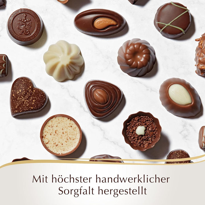 Lindt - Praline din ciocolata Hochfein,12 praline in 7 sortimente delicioase cu si fara alcool Bomboane de Ciocolata Naty Shop