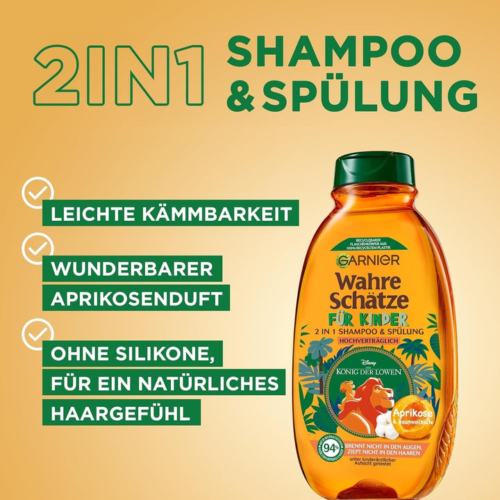 Garnier Șampon pentru copii, pentru păr sensibil și pieptănare ușoară, cu caise și flori de bumbac Duș și baie Garnier