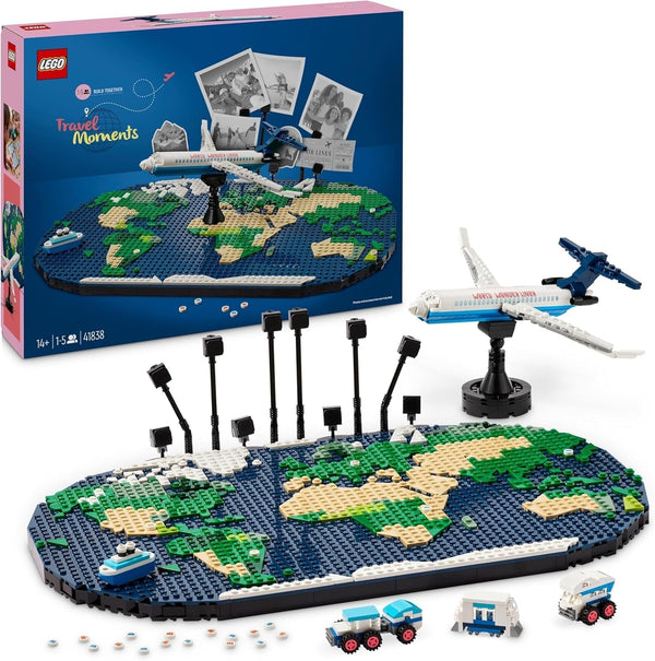 Amintiri de călătorie LEGO, harta lumii de jucărie, set de construit și jucat pentru fete și băieți, cadou pentru familiile care iubesc aventura și călătoriile, activitate creativă, de colecție 41838 Seturi de constructie Besuche den LEGO-Store Titlu implicit