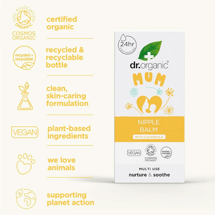 Balsam pentru sfarcuri Dr Organic cu Calendula, Lanolină, Alinare naturală, Pentru răni și sfârcuri crăpate, 30 ml Accesorii Hrana si Alaptare Bebe Naty Shop