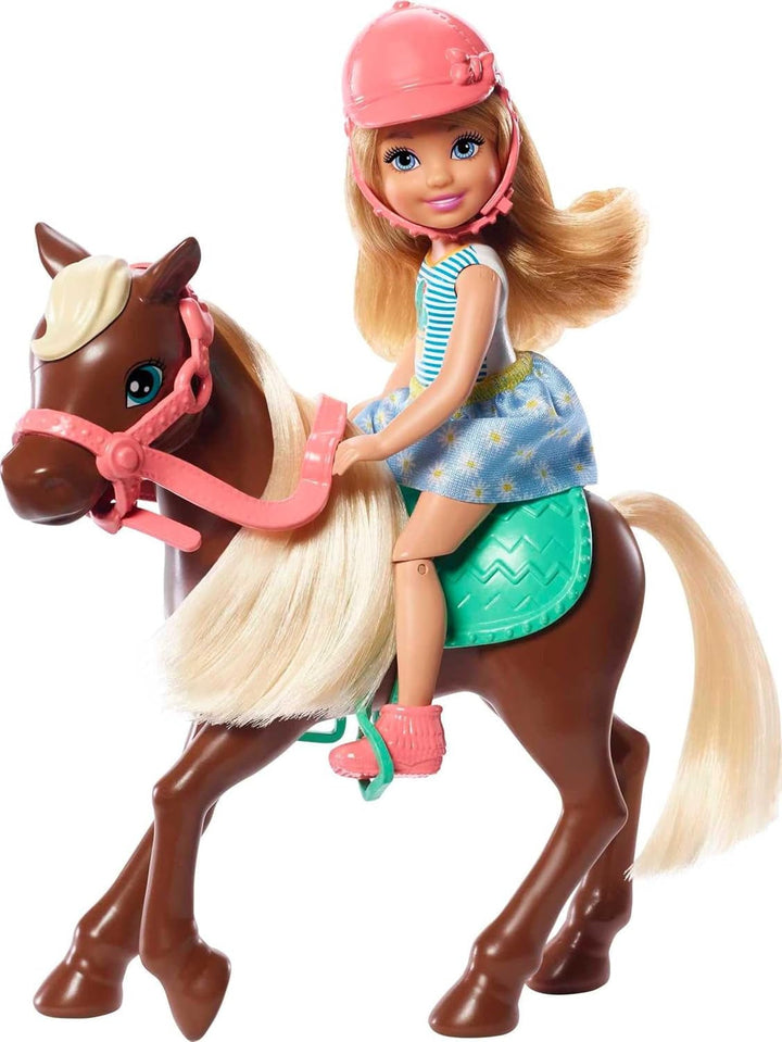 Barbie GHV78 - Club Chelsea Playset cu păpușă și cal, aprox. 15 cm, blondă, cu modă și accesorii, jucărie cadou pentru copii de la 3 la 7 ani Papusi Naty Shop