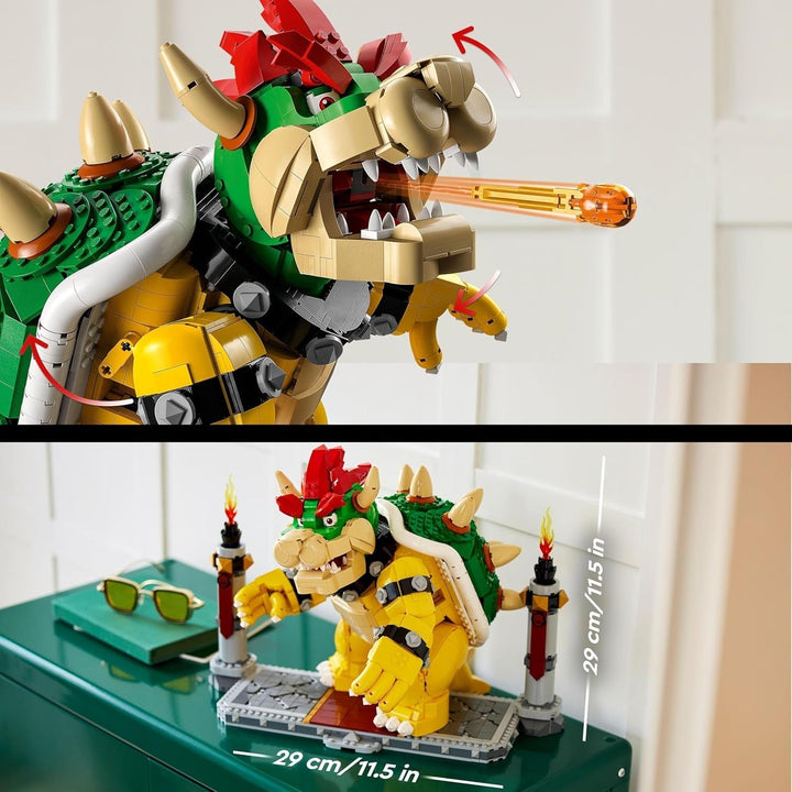 LEGO Super Mario The Mighty Bowser, kit model 3D, set mare cu figură mobilă de colecționat, inclusiv platformă de duel, idee de cadou pentru fani, de afișat ca decor pentru cameră 71411 Seturi de constructie Besuche den LEGO-Store