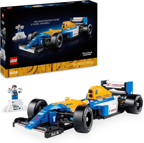 LEGO Icons Williams Racing FW14B cu Nigel Mansell - Set de mașini model F1 cu minifigurine cu pilot de curse de colecționat - Decorațiune de birou cu suport - Cadou pentru adulți și adolescenți fani ai sporturilor cu motor 10353 Seturi de constructie Besuche den LEGO-Store Titlu implicit