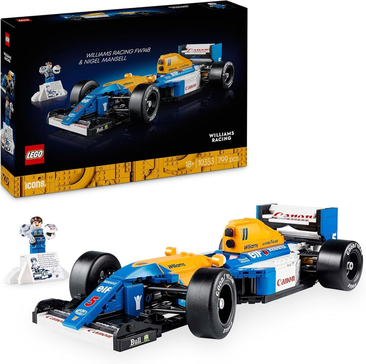 LEGO Icons Williams Racing FW14B cu Nigel Mansell - Set de mașini model F1 cu minifigurine cu pilot de curse de colecționat - Decorațiune de birou cu suport - Cadou pentru adulți și adolescenți fani ai sporturilor cu motor 10353 Seturi de constructie Besuche den LEGO-Store Titlu implicit