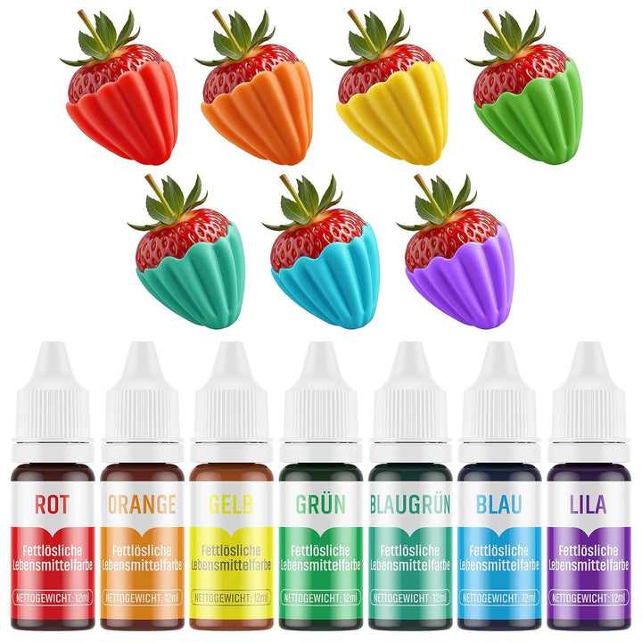 Colorant alimentar liposolubil 7 culori x 12 ml, colorant alimentar foarte concentrat pe bază de ulei pentru ciocolată, colorant alimentar pentru decorarea torturilor, brioșe, copt, glazură, fondant