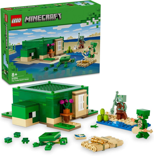 LEGO Minecraft The Turtle Beach House, casă de jucărie cu accesorii pentru fete și băieți de la 8 ani, set cu animale și personaje din jocul video, cadou pentru gameri 21254 Seturi de constructie Besuche den LEGO-Store Singur