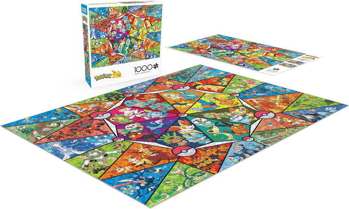 Buffalo Games - Pokemon - Stained glass starter - puzzle jigsaw 1000 piese Puzzle Naty Shop
