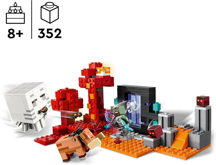 LEGO Minecraft Ambush la portalul Nether, jucărie de jocuri în Nether pentru copii cu scene de luptă și figuri legendare, inclusiv Ghast, cadou pentru băieți și fete gamer de la 8 ani 21255 Seturi de constructie Besuche den LEGO-Store