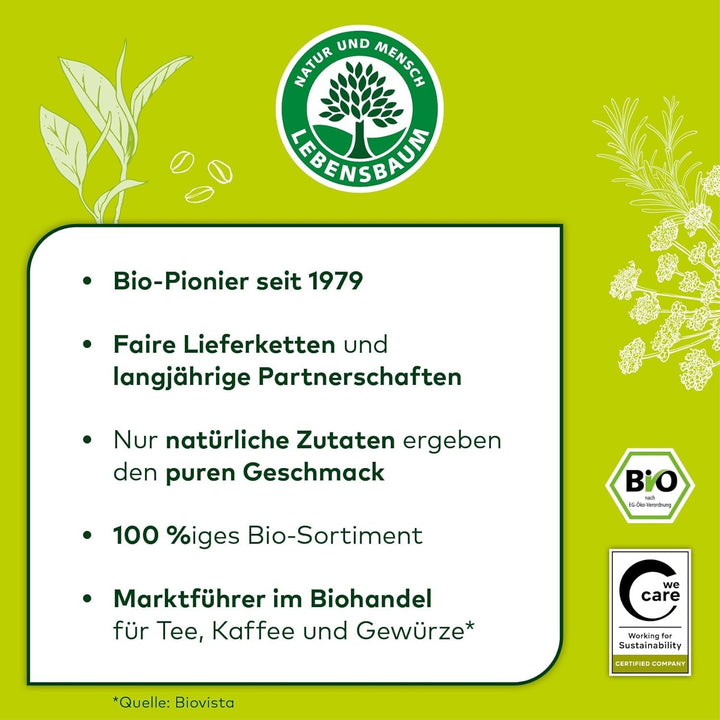 LEBENSBAUM Ceai de iasomie, ceai organic cu flori proaspete de iasomie, pliculețe de ceai verde, gust 100% natural, 20 pliculețe de ceai à 1,5 g